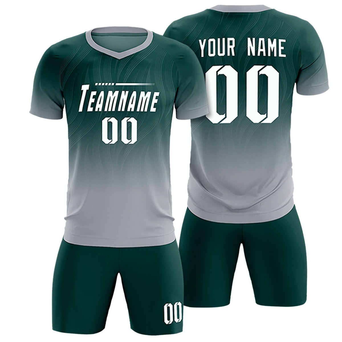 Custom Midnight Green Gray Printing Sportswear Soccer Sets Jersey