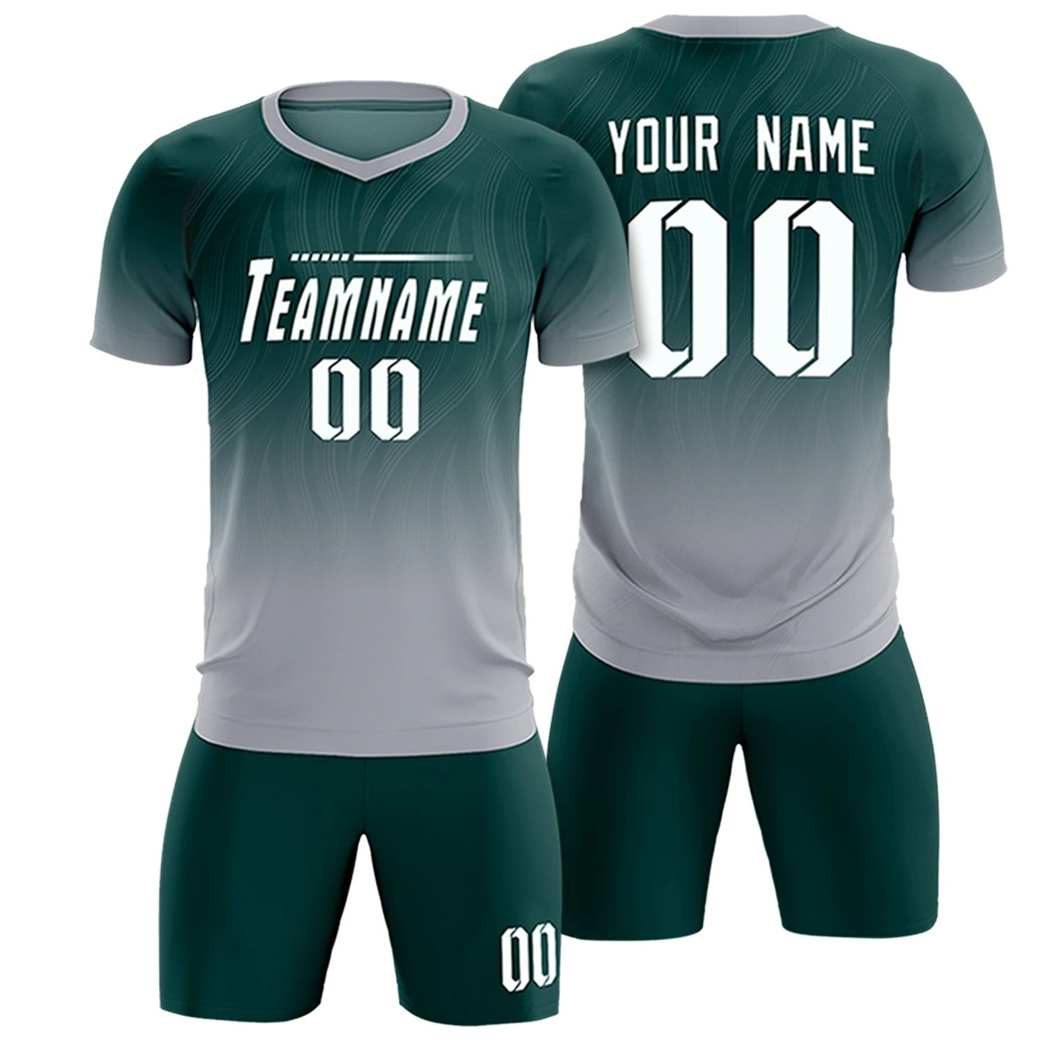 Custom Midnight Green Gray Printing Sportswear Soccer Sets Jersey