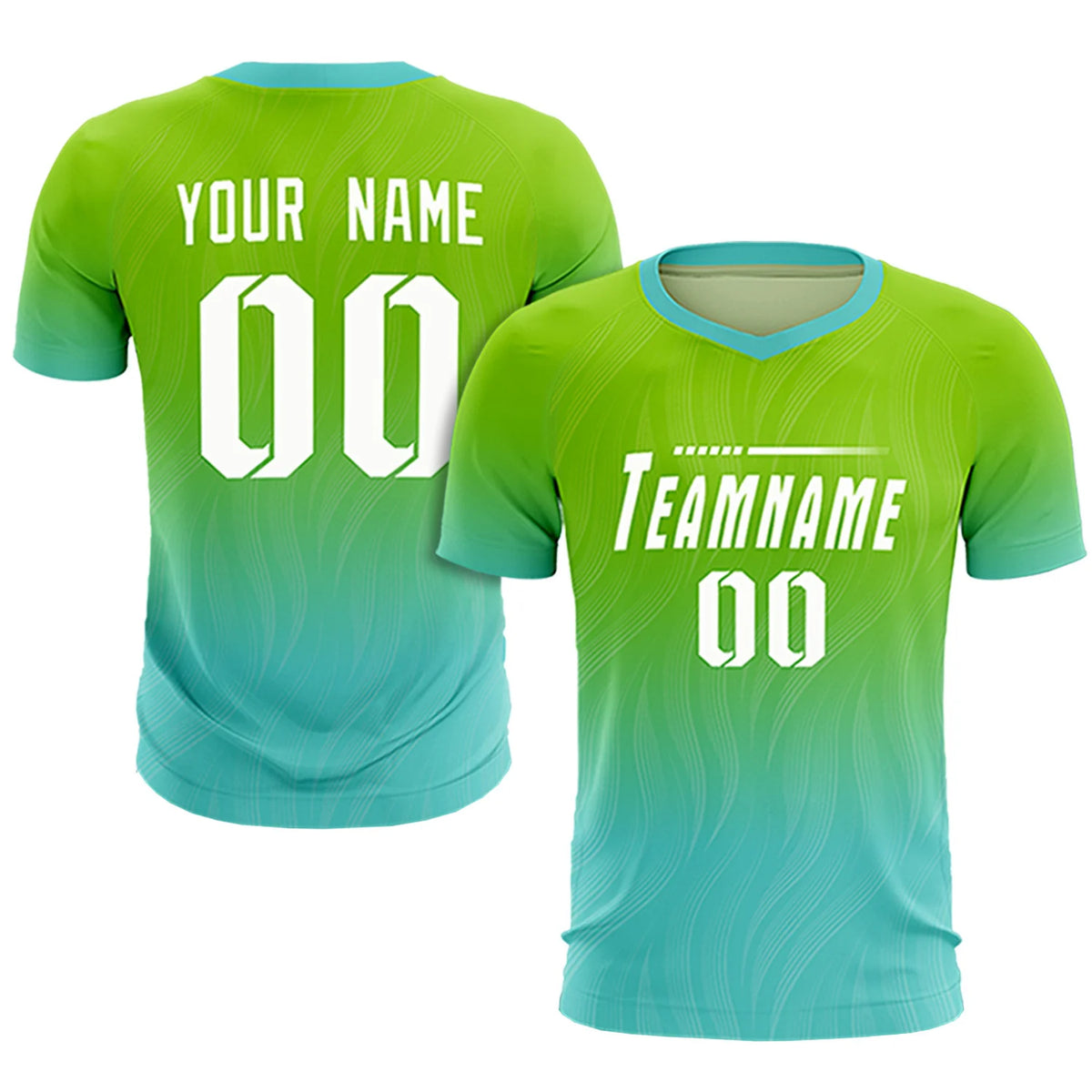 Custom Neon Green Aqua Printing Sportswear Soccer Sets Jersey