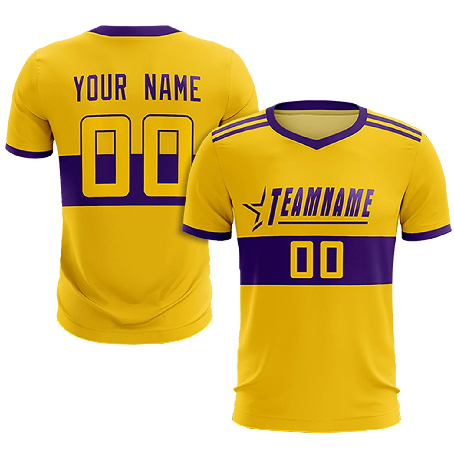 Custom Gold 01-Purple Breathable Soccer Sets Jersey