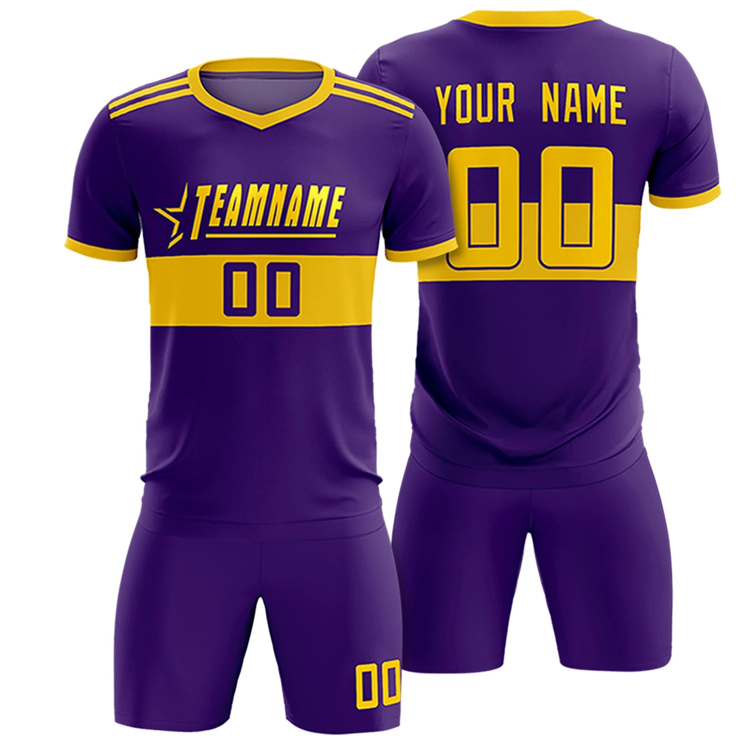 Custom Purple-Gold 01 Breathable Soccer Sets Jersey