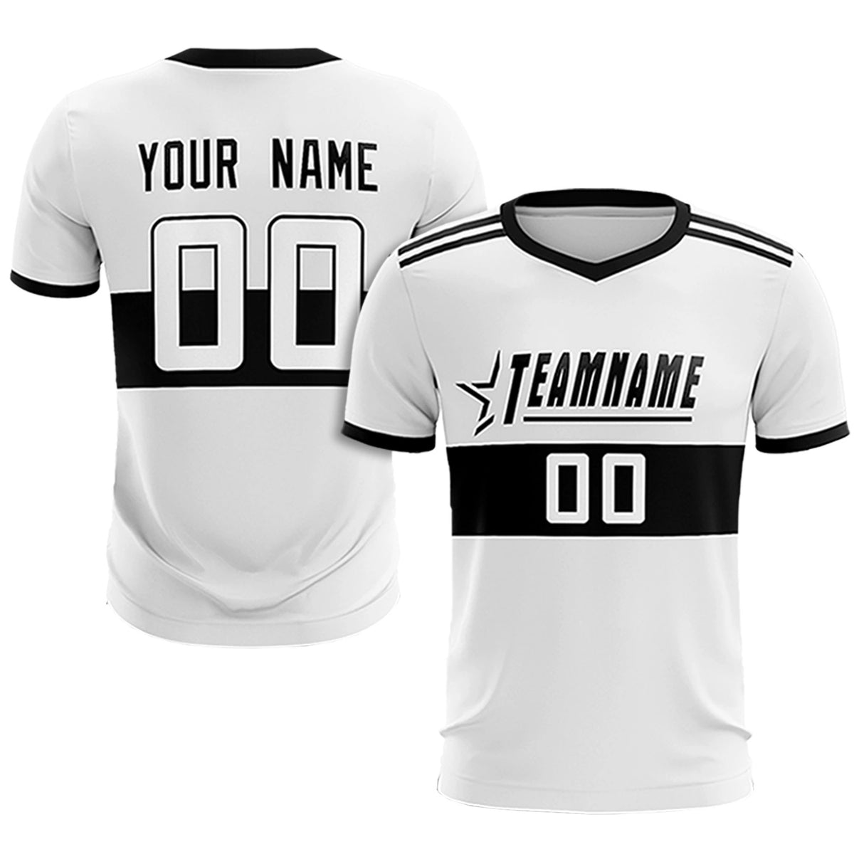 Custom White Black Breathable Soccer Sets Jersey