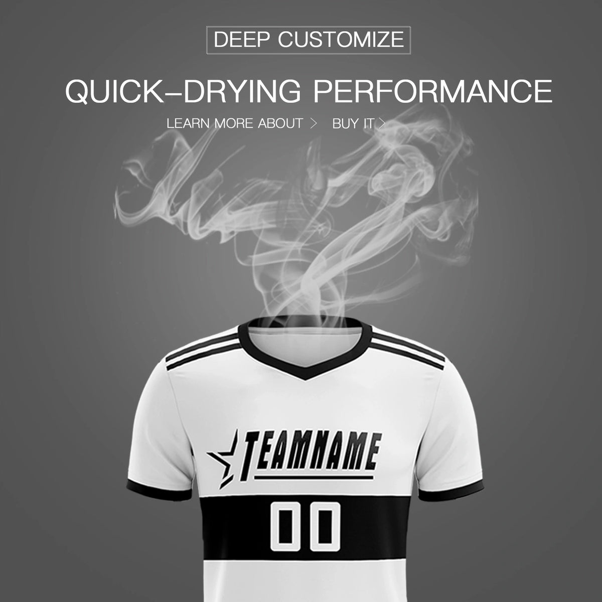 Custom White Black Breathable Soccer Sets Jersey
