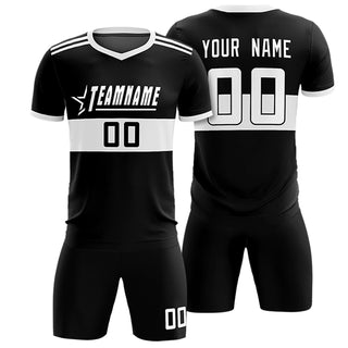 Custom Black White Breathable Soccer Sets Jersey - Style 1