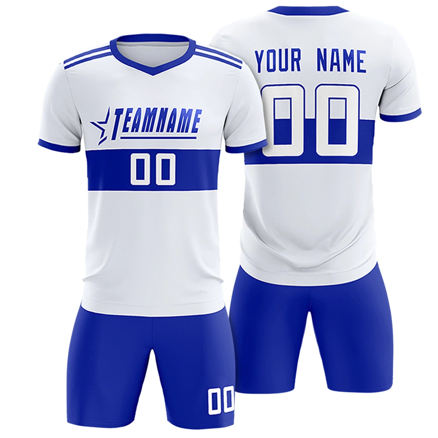 Custom White-Royal Blue Breathable Soccer Sets Jersey