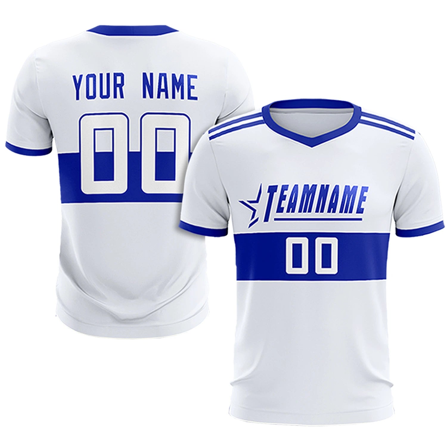 Custom White-Royal Blue Breathable Soccer Sets Jersey
