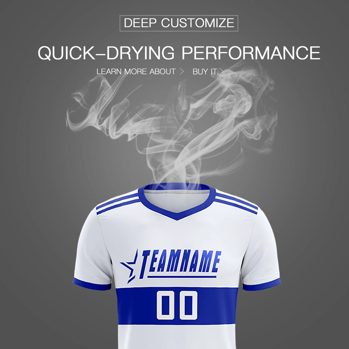 Custom White-Royal Blue Breathable Soccer Sets Jersey