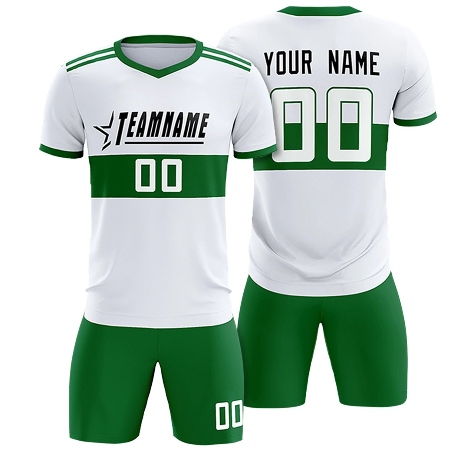 Custom White-Kelly Green Breathable Soccer Sets Jersey