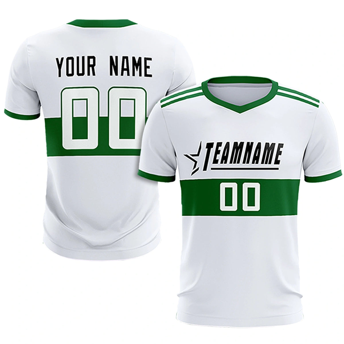 Custom White-Kelly Green Breathable Soccer Sets Jersey