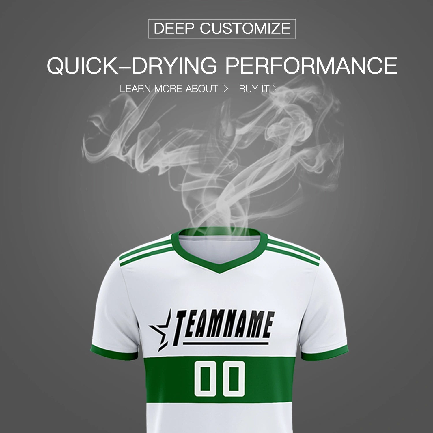 Custom White-Kelly Green Breathable Soccer Sets Jersey
