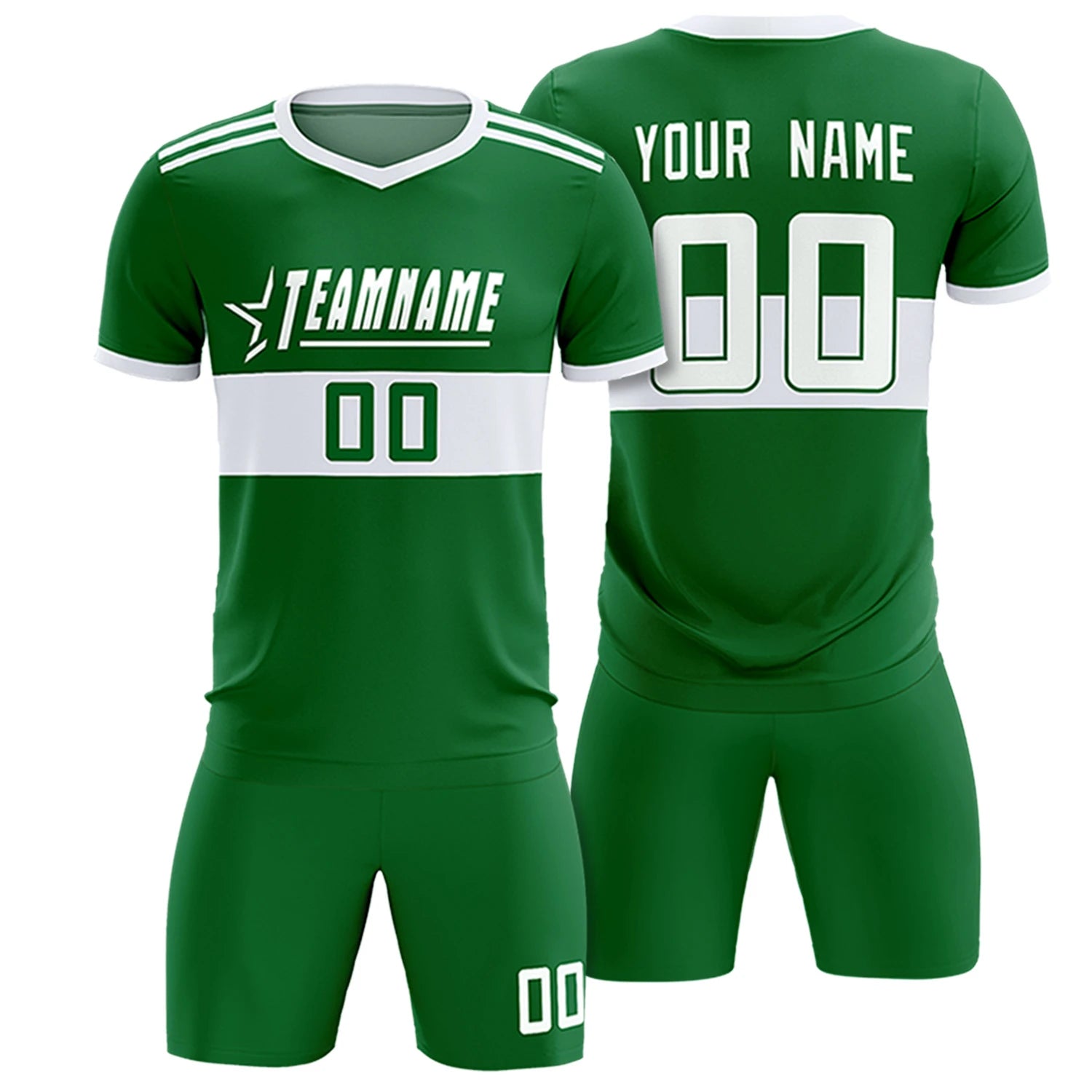 Custom Kelly Green-White Breathable Soccer Sets Jersey
