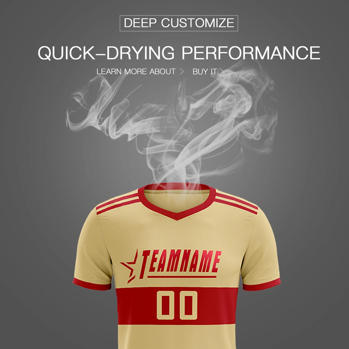 Custom Khaki Red Breathable Soccer Sets Jersey