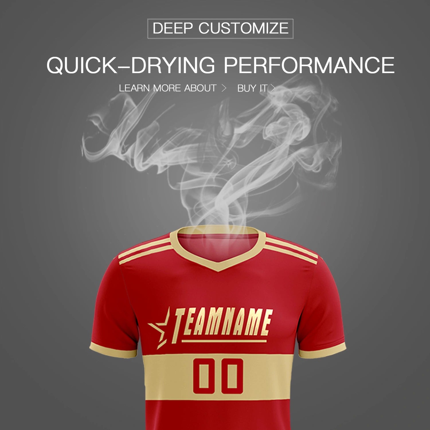 Custom Red Khaki Breathable Soccer Sets Jersey