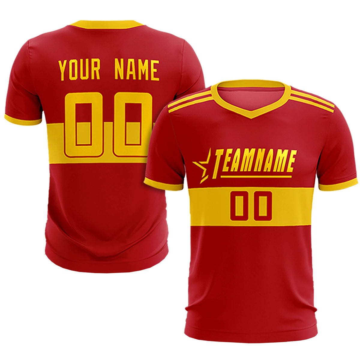 Custom Red Gold01 Breathable Soccer Sets Jersey