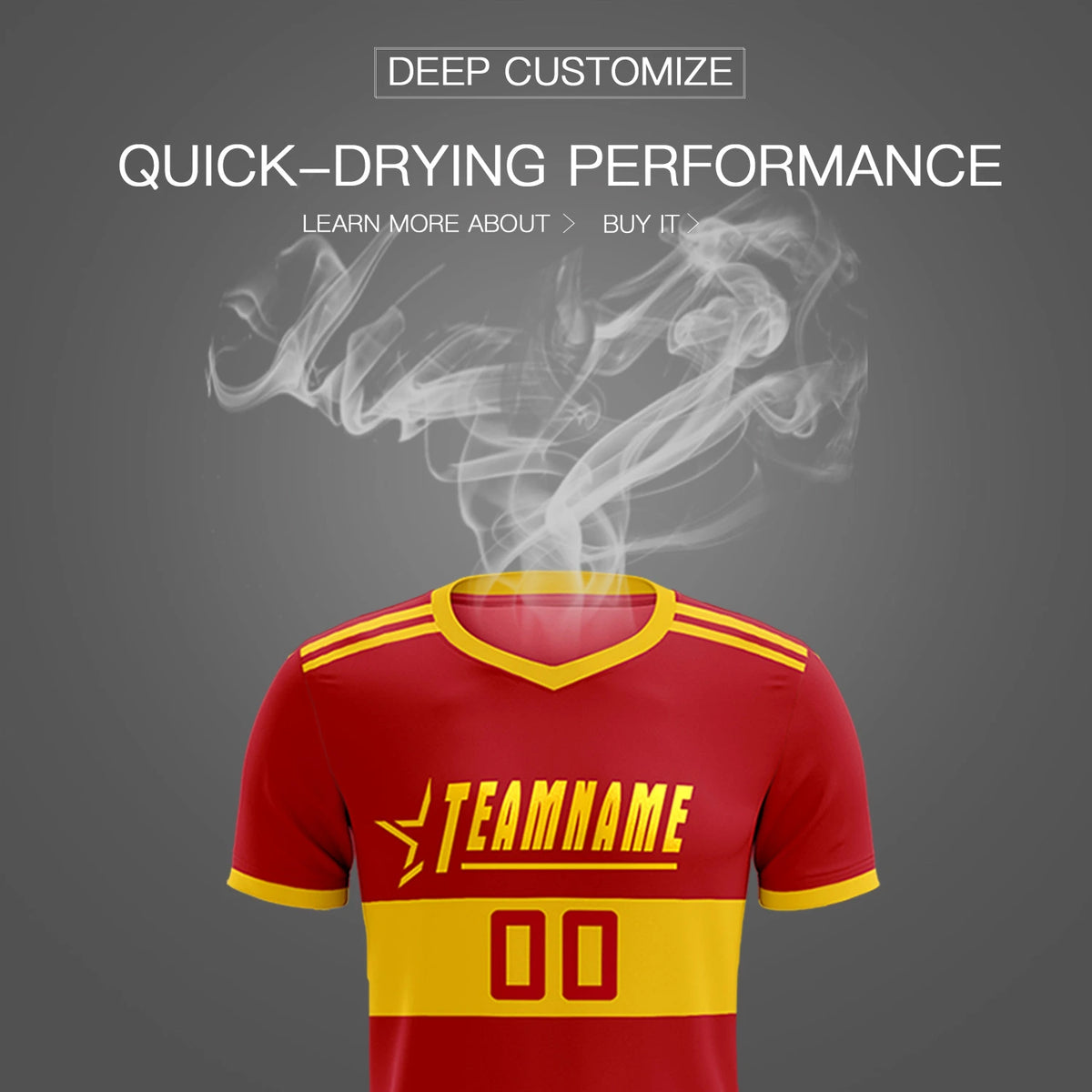 Custom Red Gold01 Breathable Soccer Sets Jersey