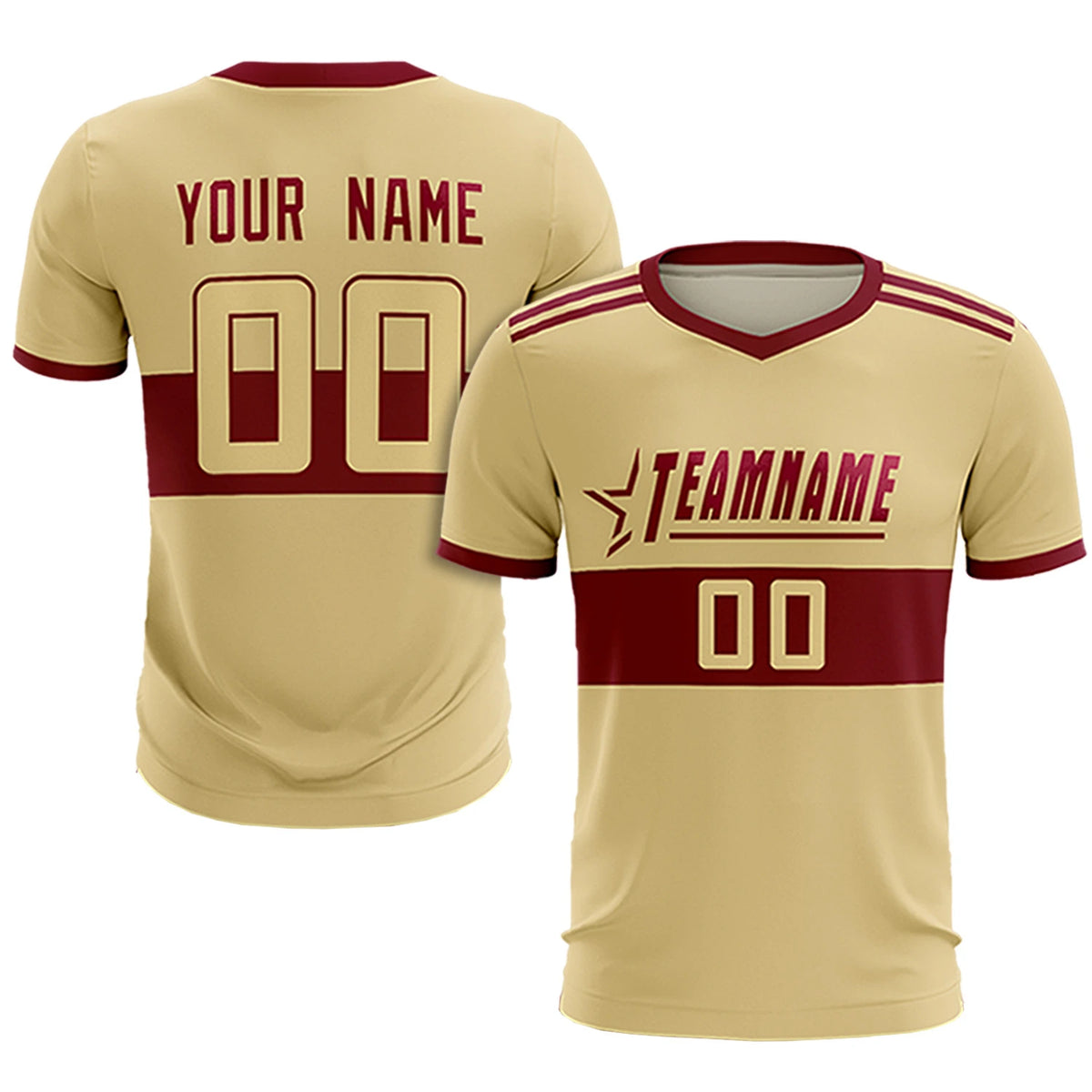 Custom Khaki Crimson Breathable Soccer Sets Jersey