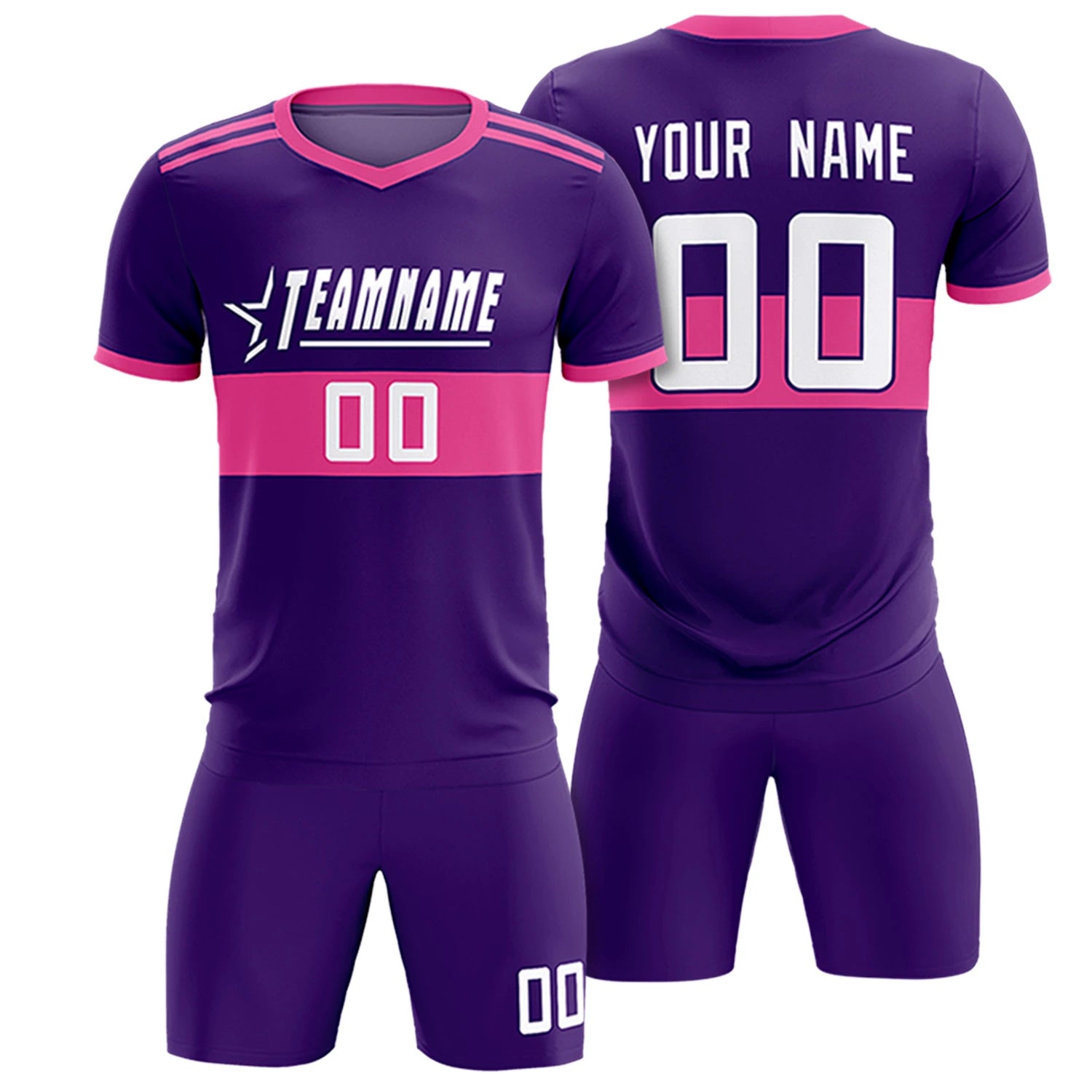 Custom Purple Pink Breathable Soccer Sets Jersey