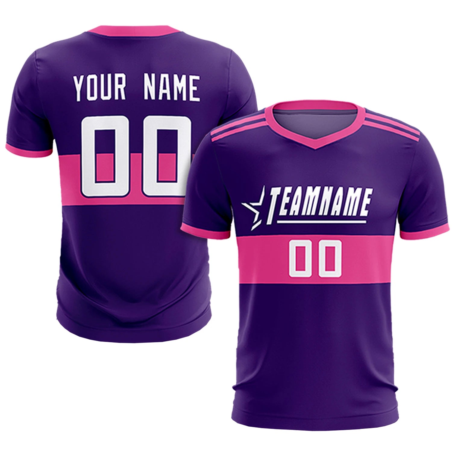 Custom Purple Pink Breathable Soccer Sets Jersey