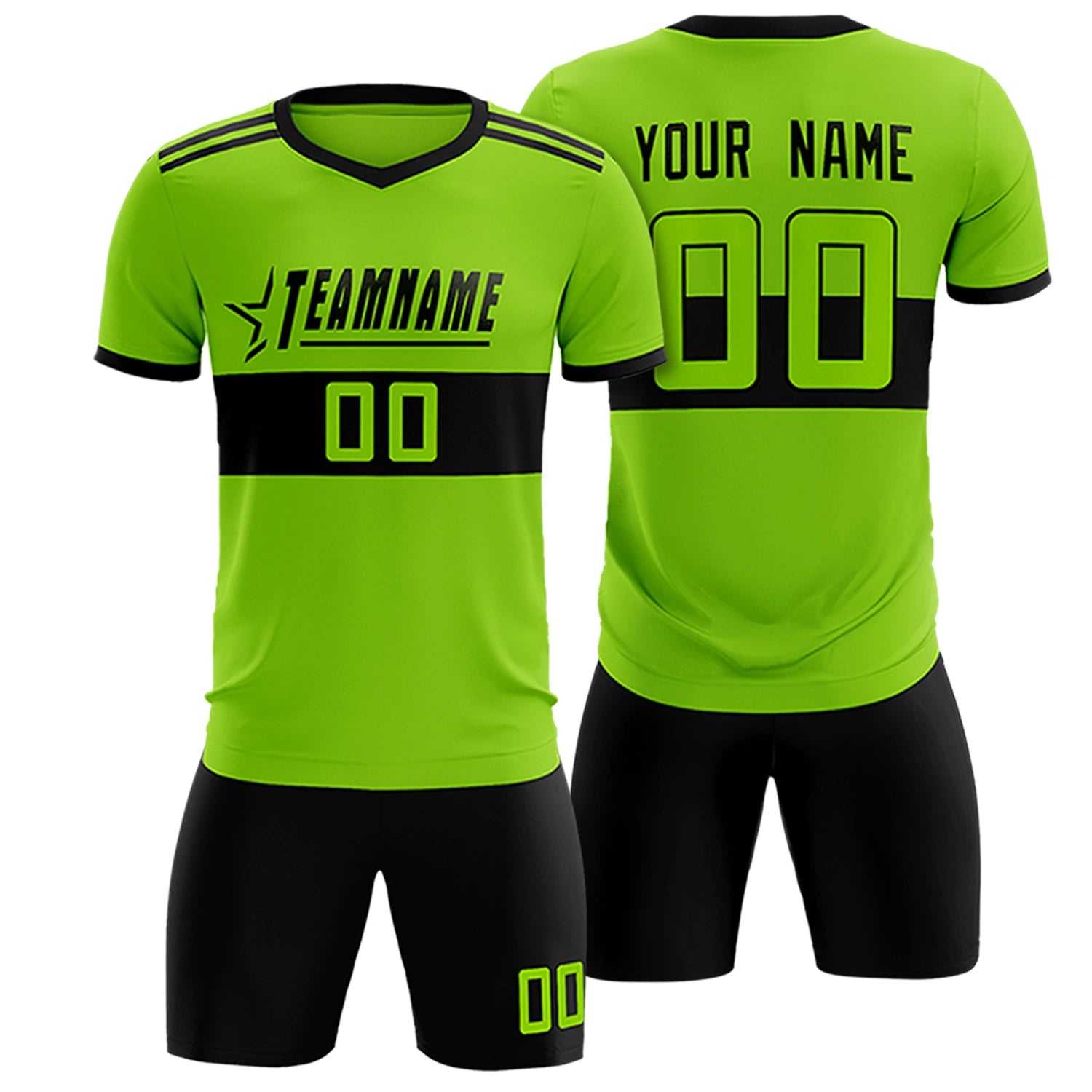 Custom Neon Green-Black Breathable Soccer Sets Jersey