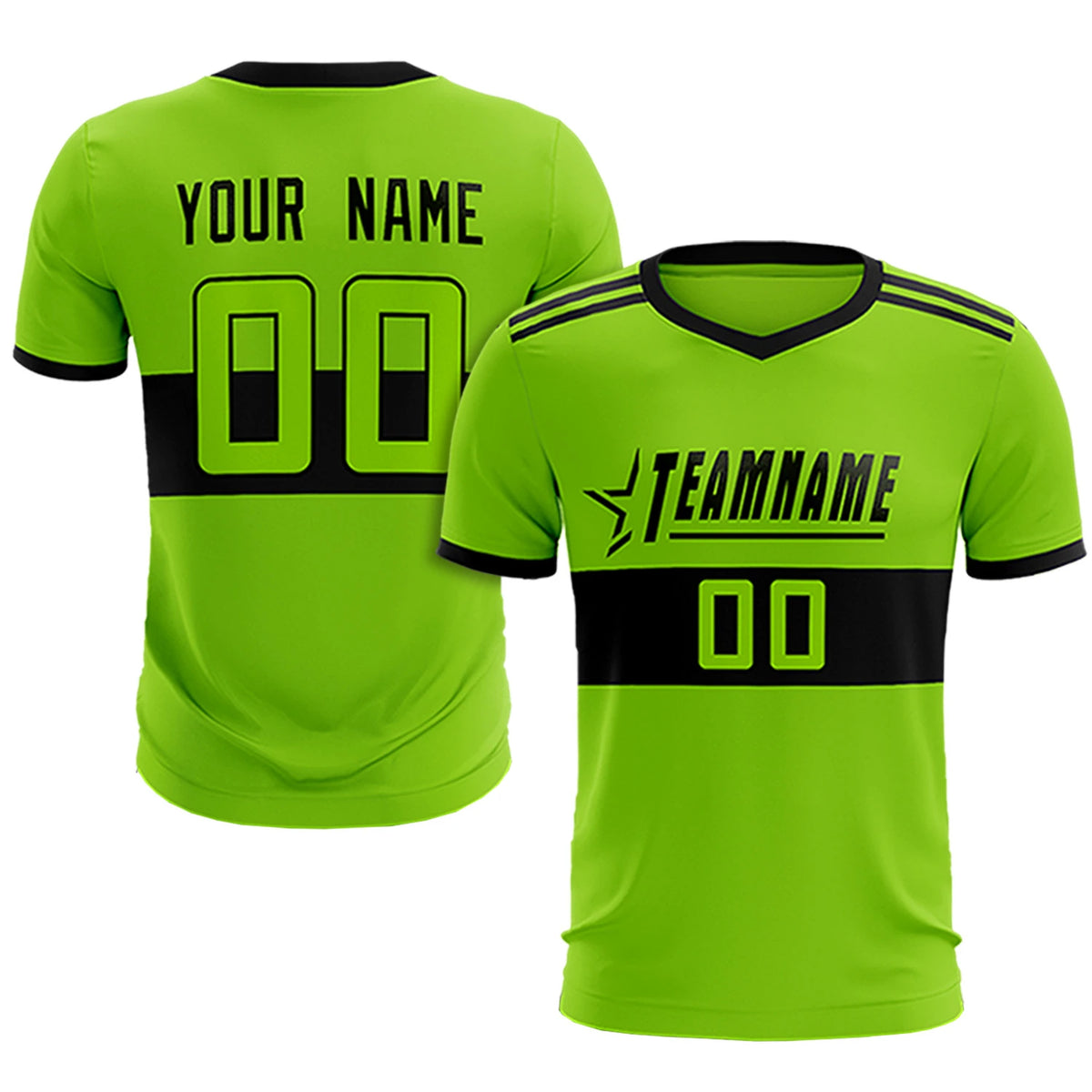 Custom Neon Green-Black Breathable Soccer Sets Jersey