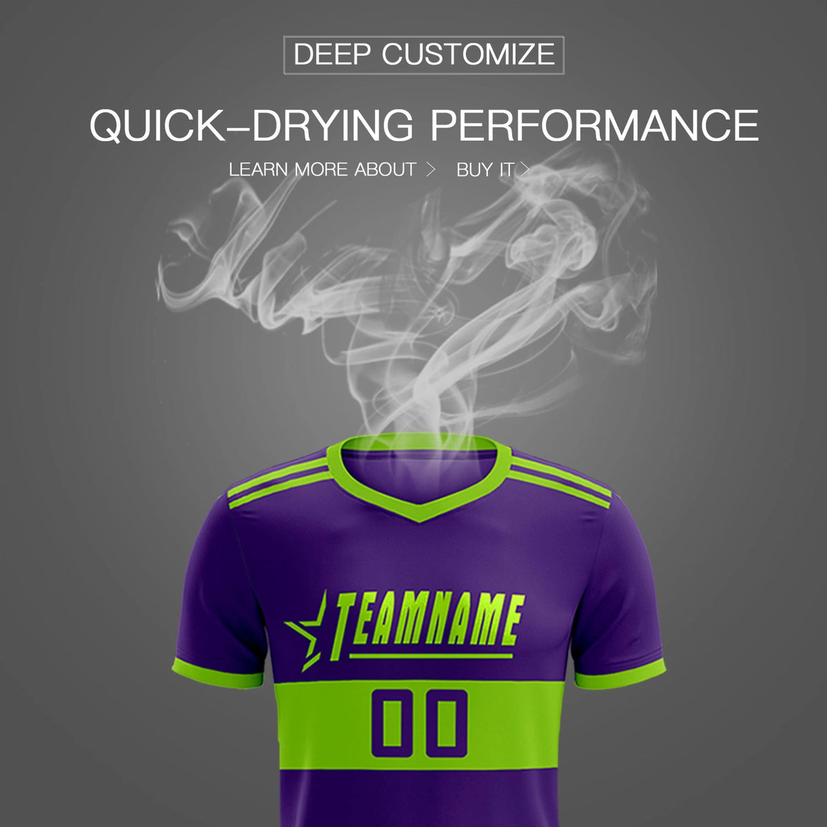Custom Purple-Neon Green Breathable Soccer Sets Jersey