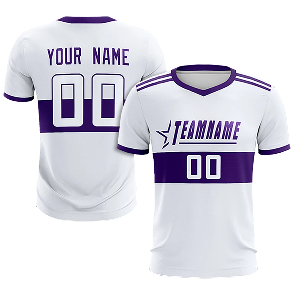 Custom White Purple Breathable Soccer Sets Jersey