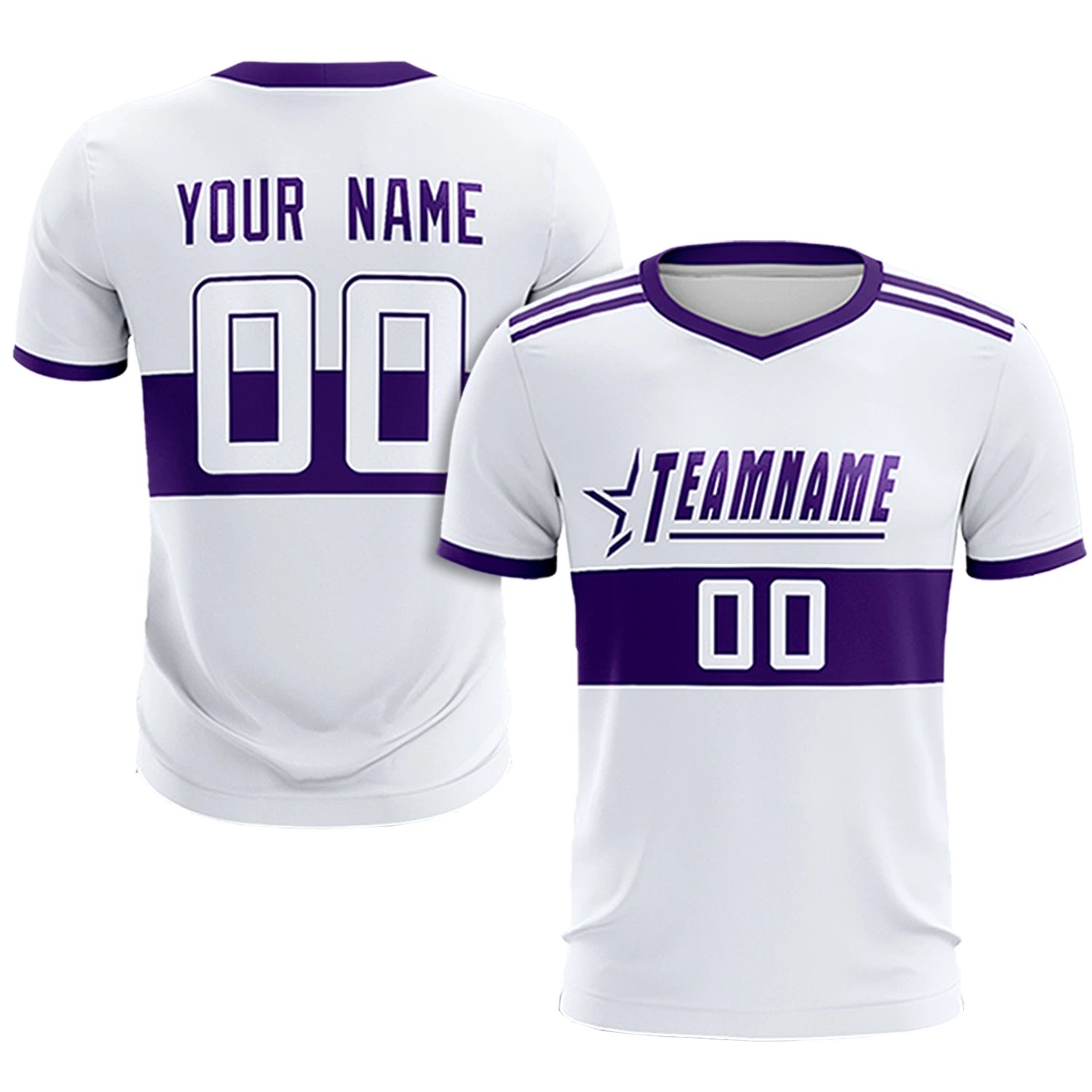 Custom White Purple Breathable Soccer Sets Jersey