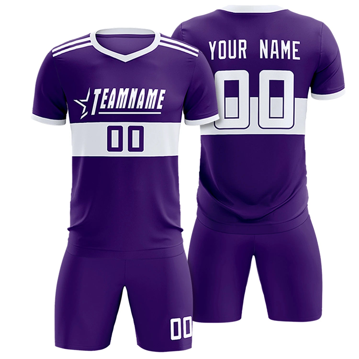 Custom Purple White Breathable Soccer Sets Jersey