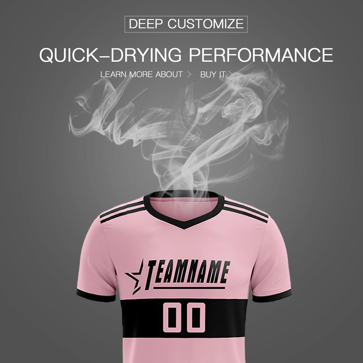 Custom Light Pink-Black Breathable Soccer Sets Jersey