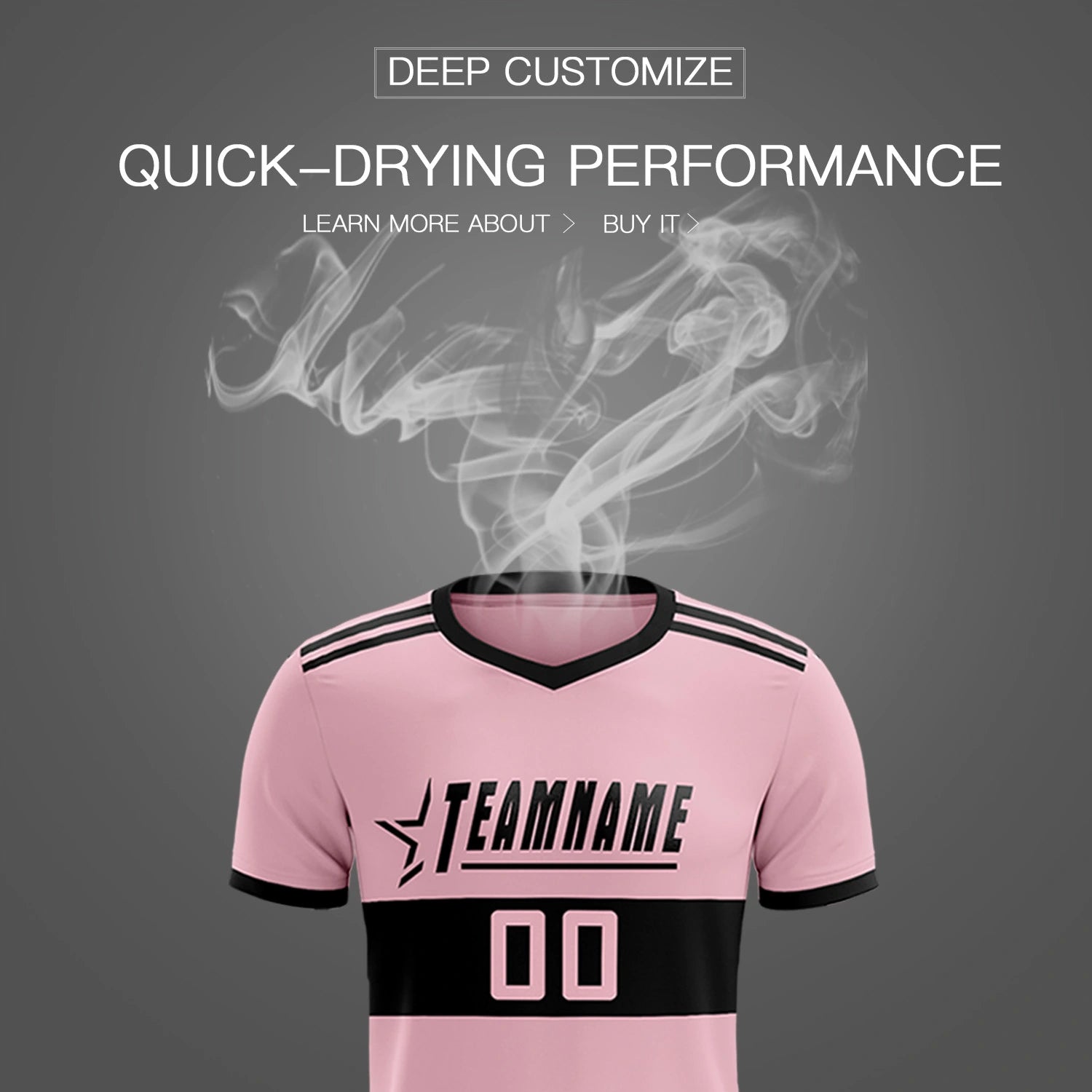 Custom Light Pink-Black Breathable Soccer Sets Jersey