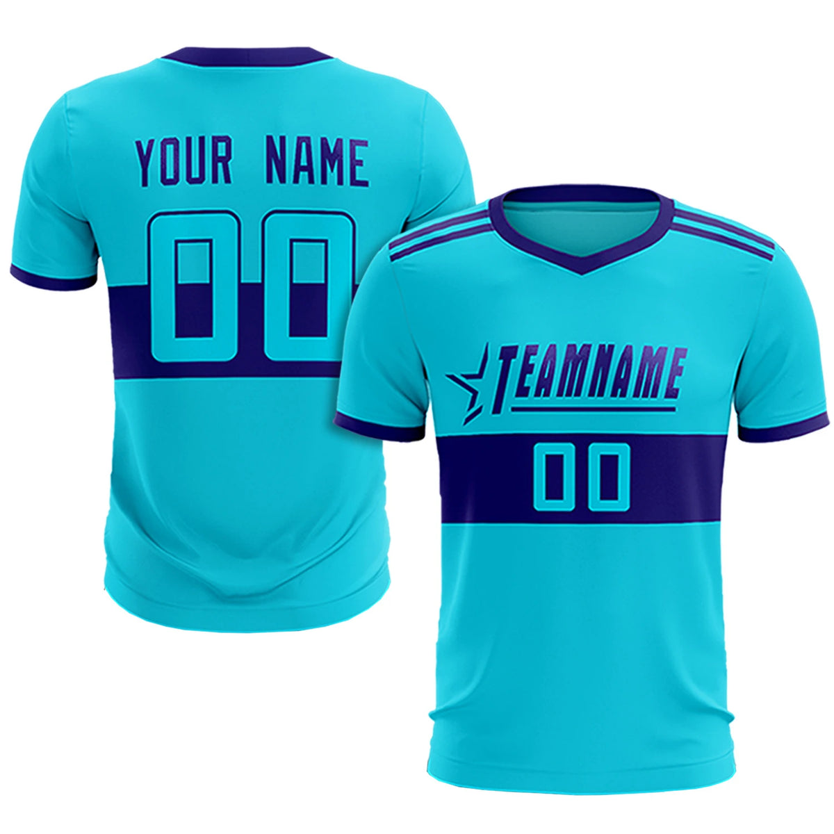 Custom Sky Blue-Black Breathable Soccer Sets Jersey