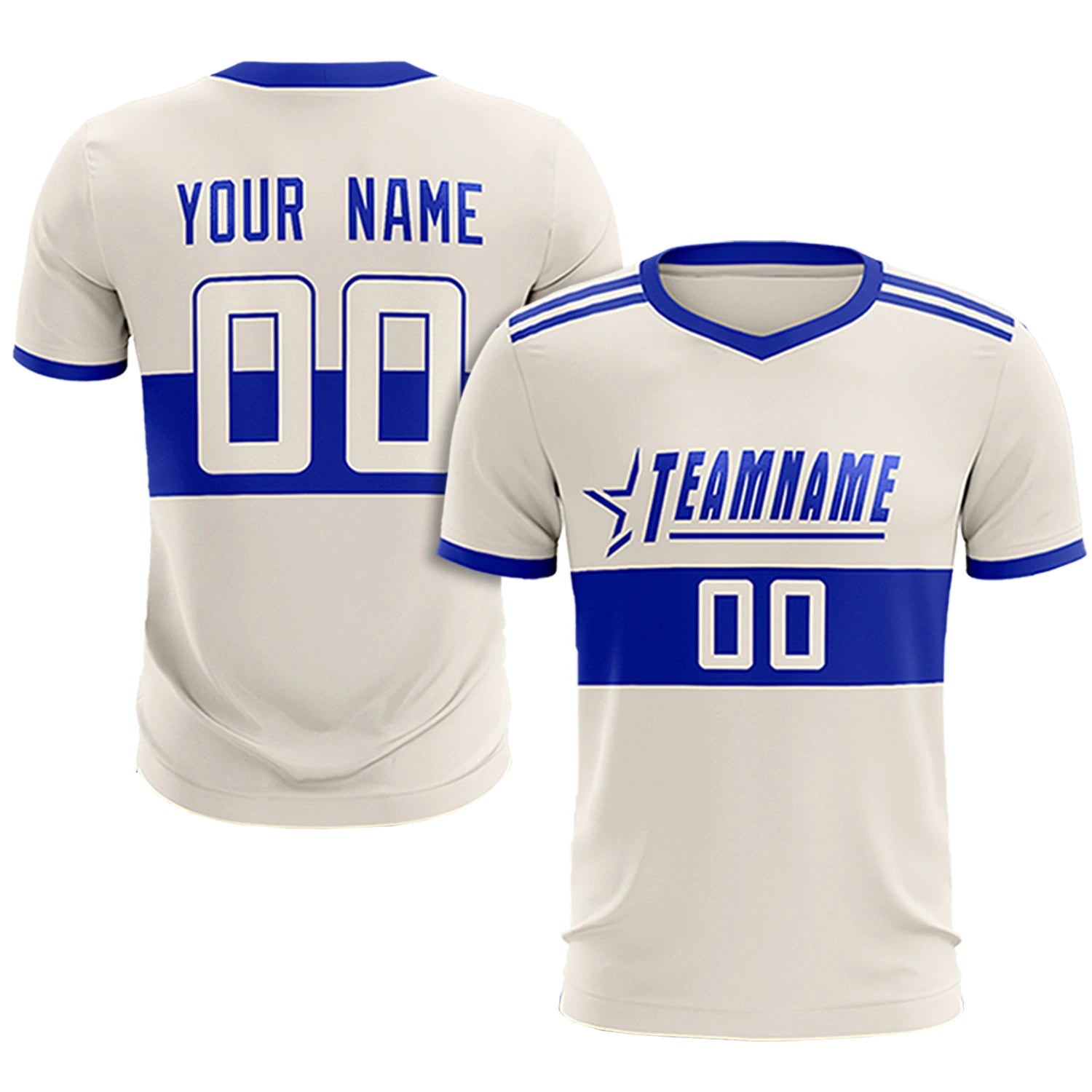 Custom Khaki-Royal Blue Breathable Soccer Sets Jersey
