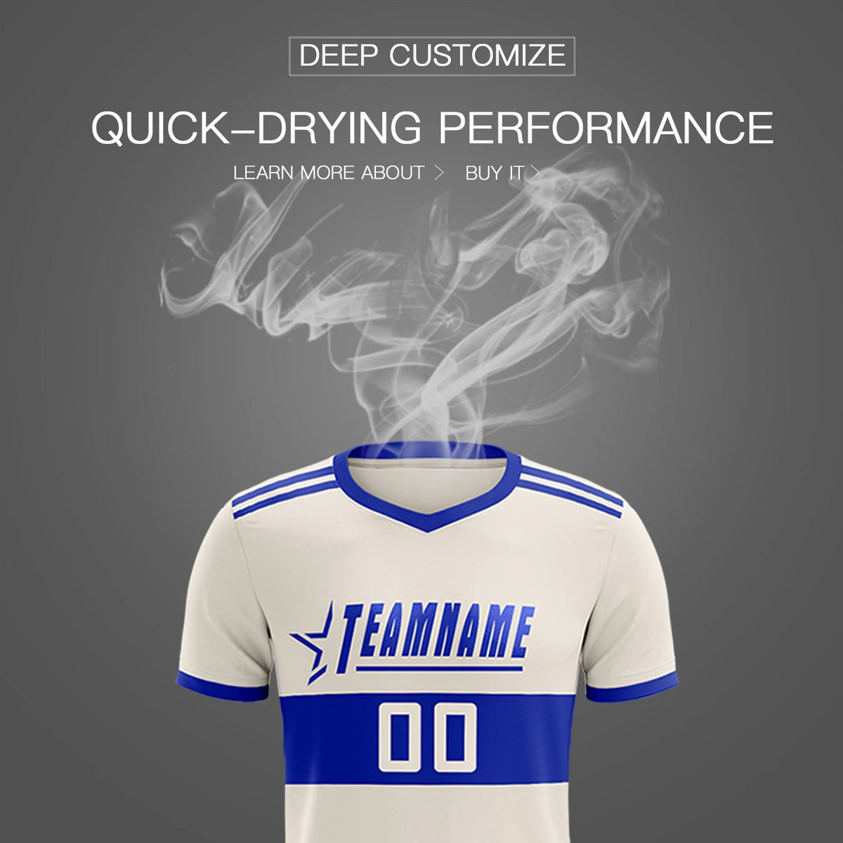 Custom Khaki-Royal Blue Breathable Soccer Sets Jersey