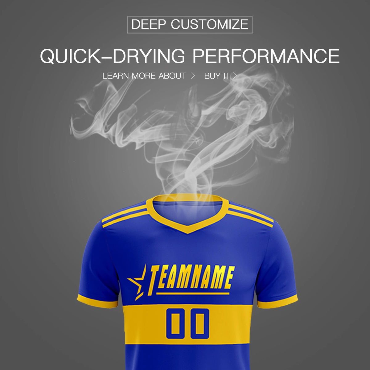 Custom Royal Blue-Gold 01 Breathable Soccer Sets Jersey