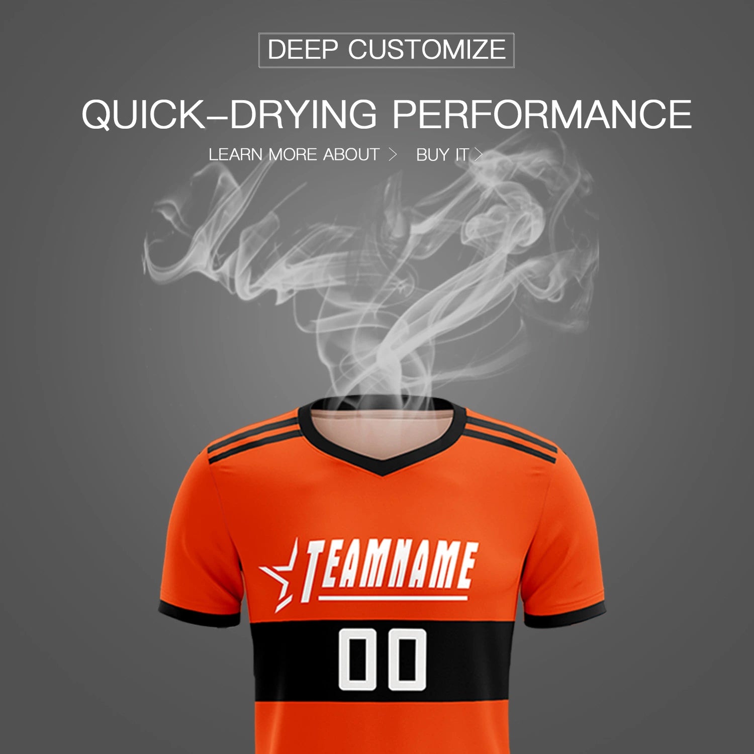Custom Orange Black Breathable Soccer Sets Jersey