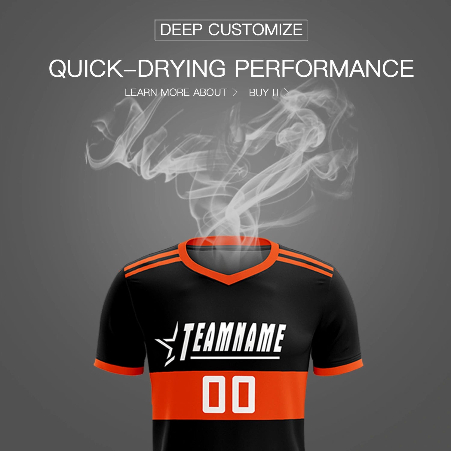 Custom Black Orange Breathable Soccer Sets Jersey