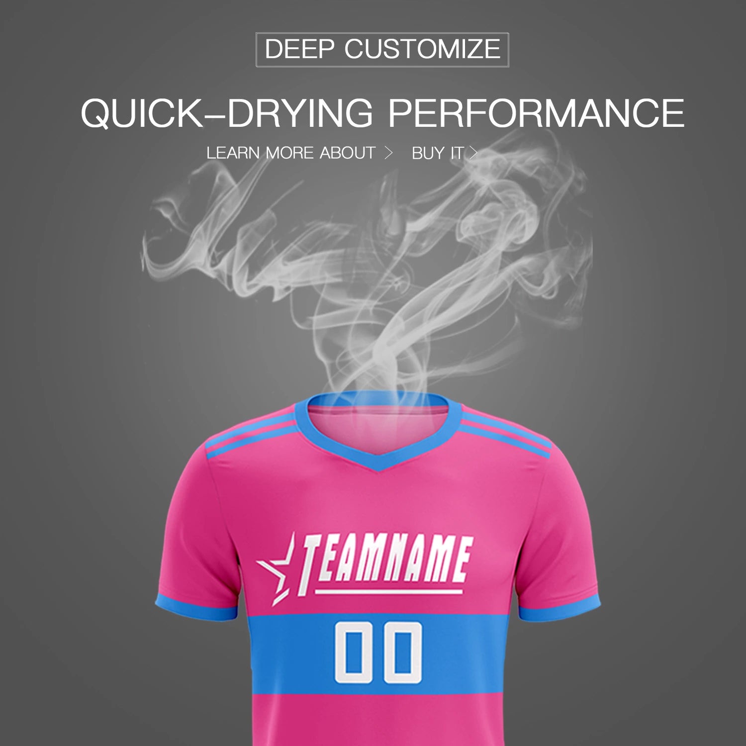 Custom Pink-Powder Blue Breathable Soccer Sets Jersey