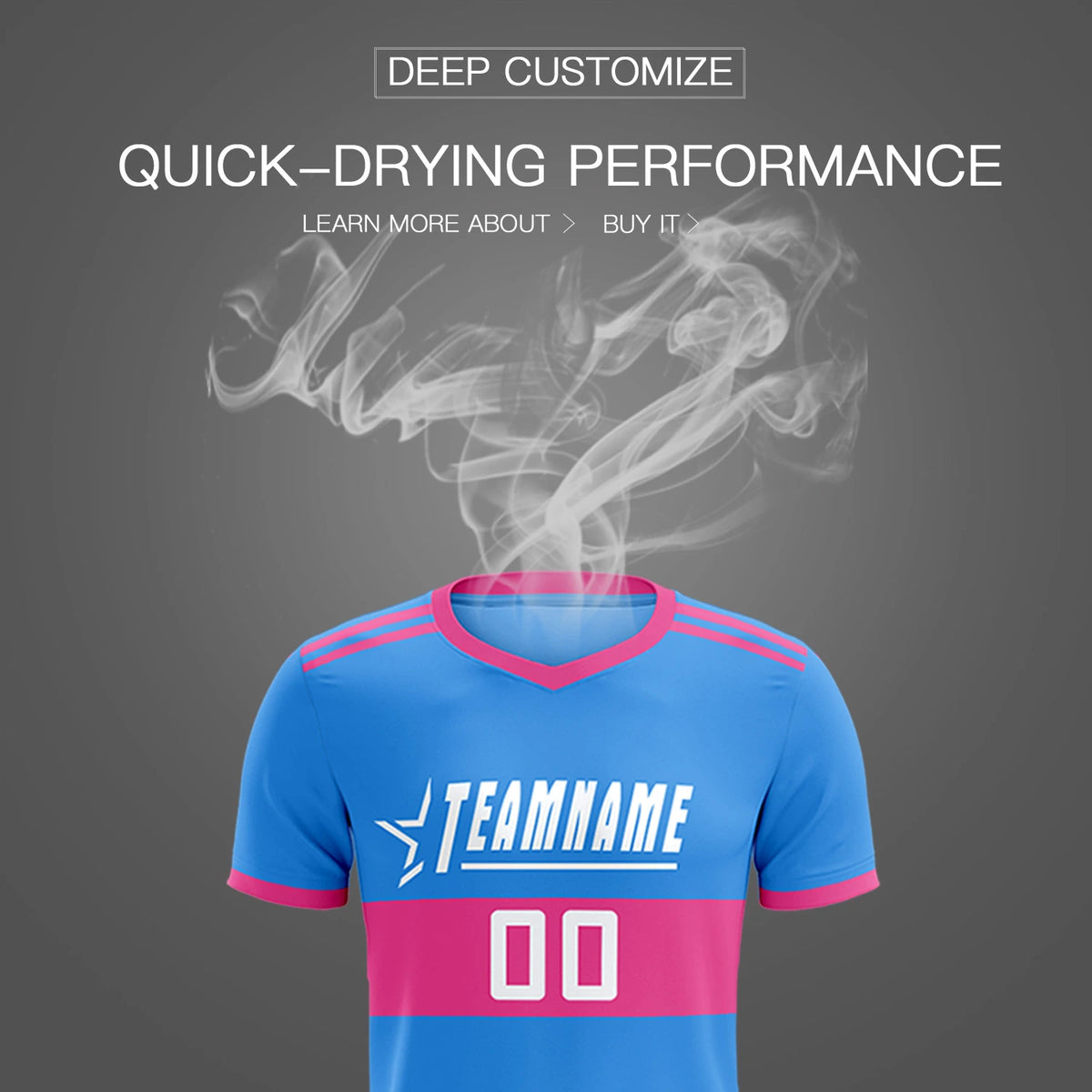 Custom Powder Blue-Pink Breathable Soccer Sets Jersey