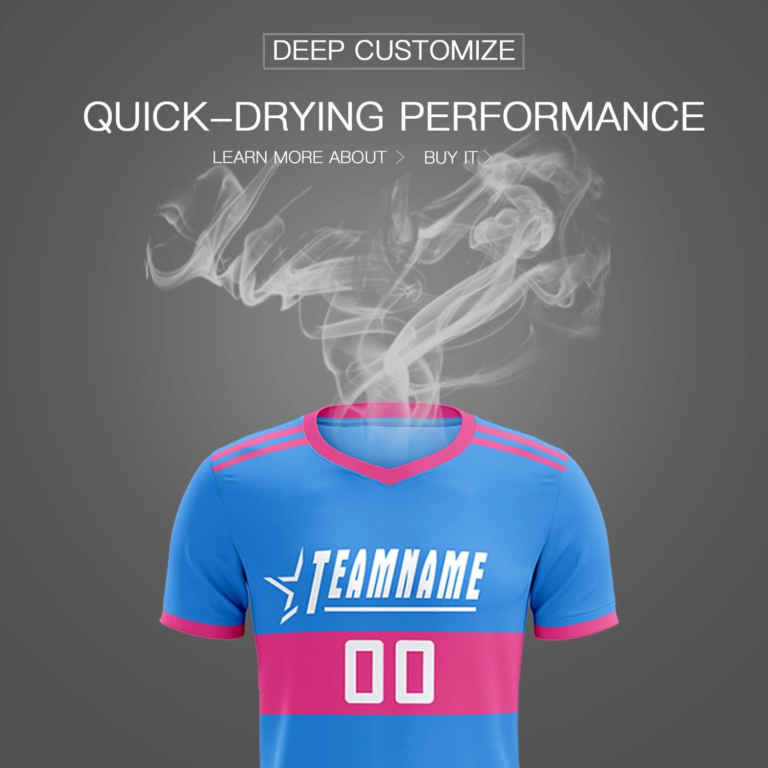 Custom Powder Blue-Pink Breathable Soccer Sets Jersey