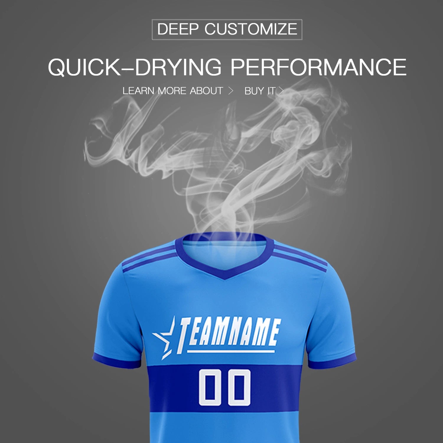 Custom Powder Blue-Royal Blue Breathable Soccer Sets Jersey