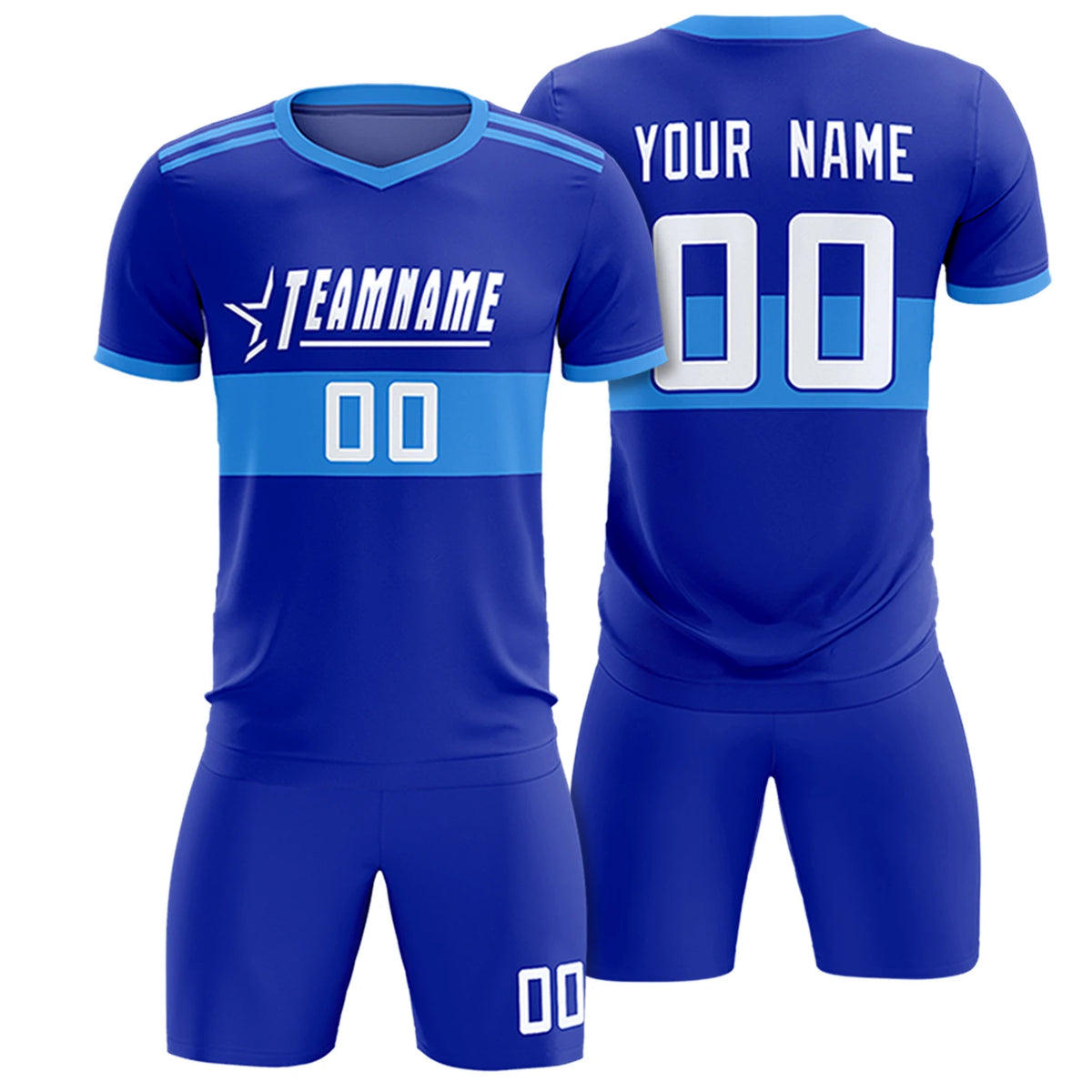 Custom Royal Blue-Powder Blue Breathable Soccer Sets Jersey