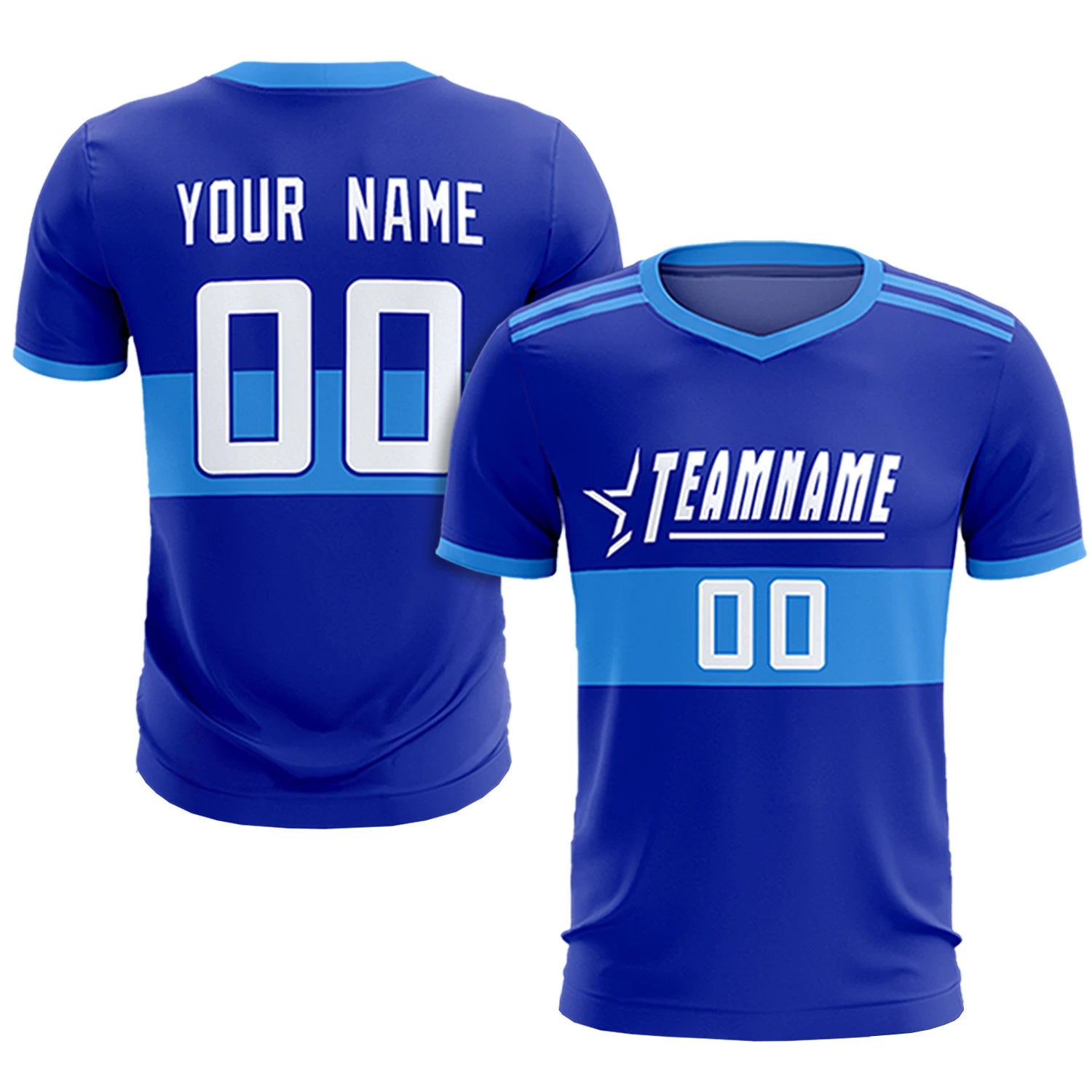 Custom Royal Blue-Powder Blue Breathable Soccer Sets Jersey