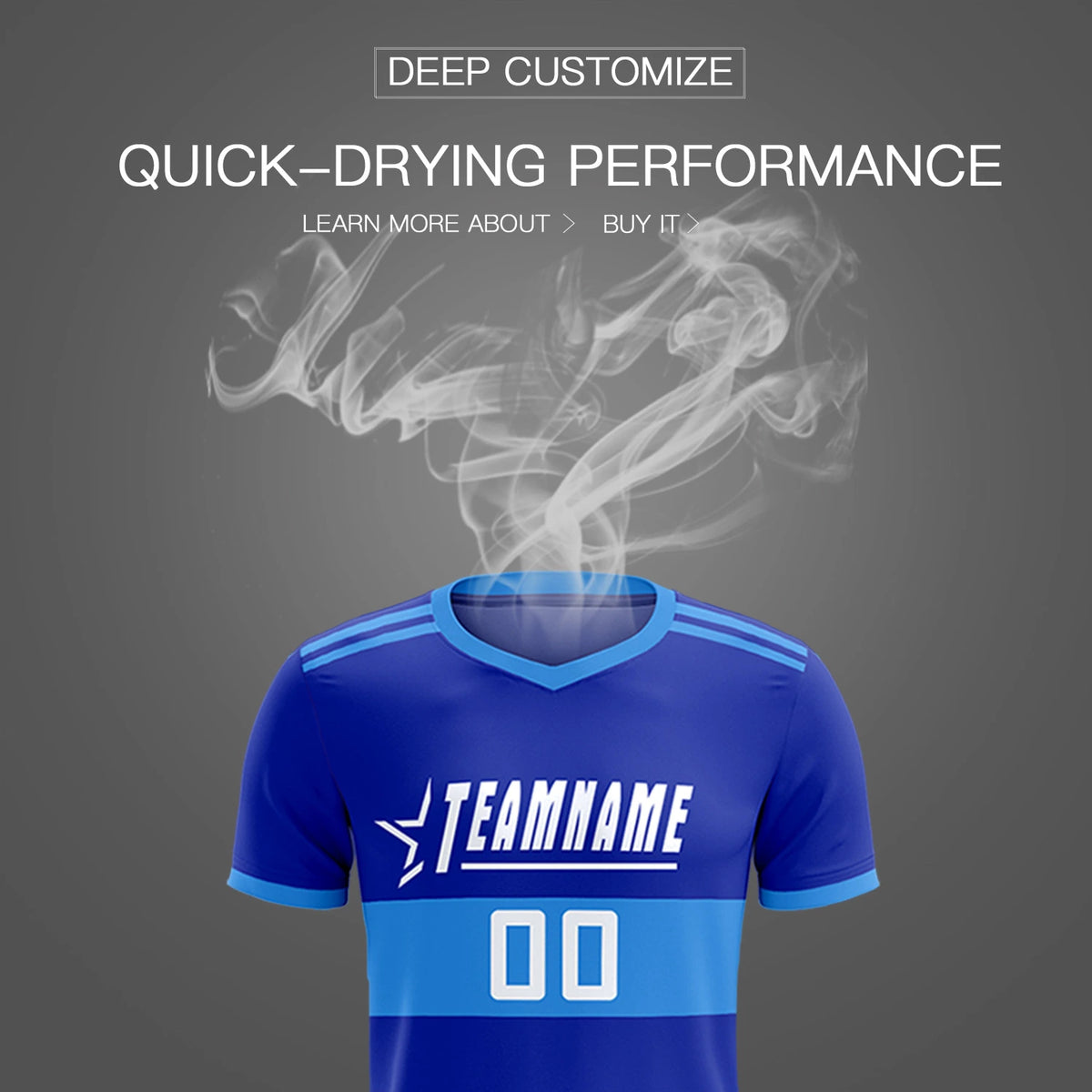 Custom Royal Blue-Powder Blue Breathable Soccer Sets Jersey