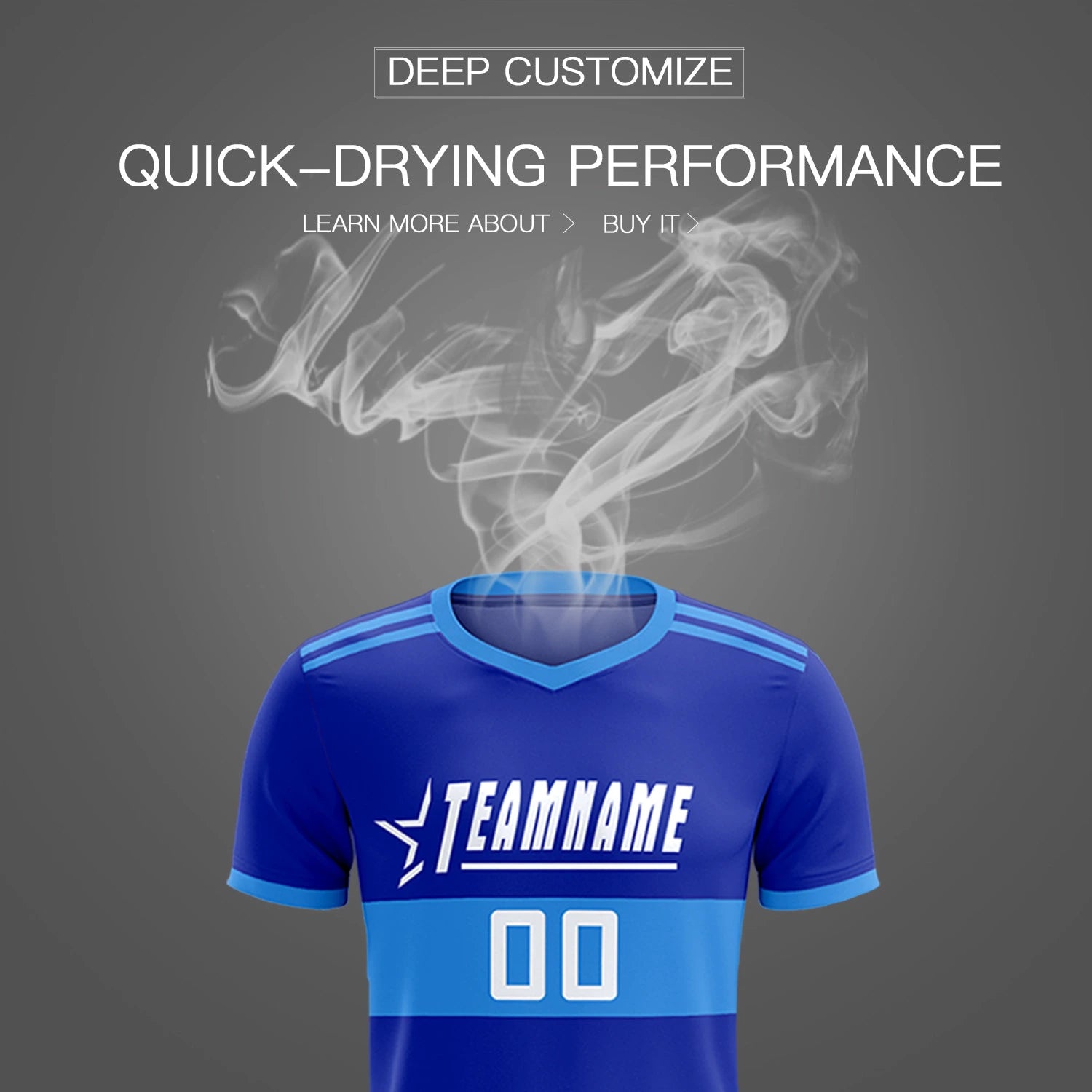 Custom Royal Blue-Powder Blue Breathable Soccer Sets Jersey