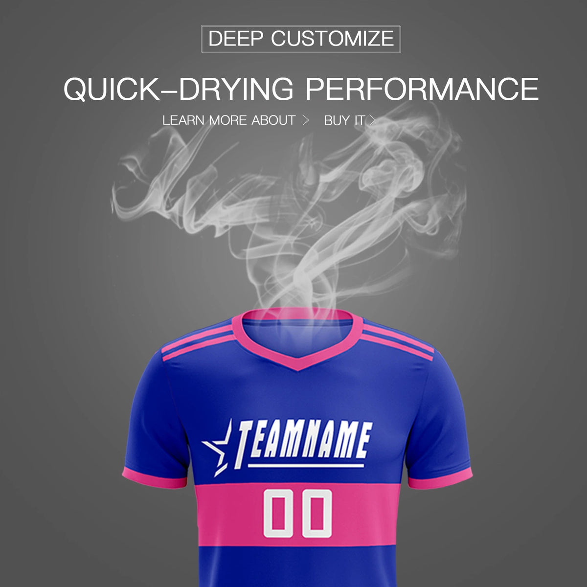 Custom Royal Blue-Pink Breathable Soccer Sets Jersey