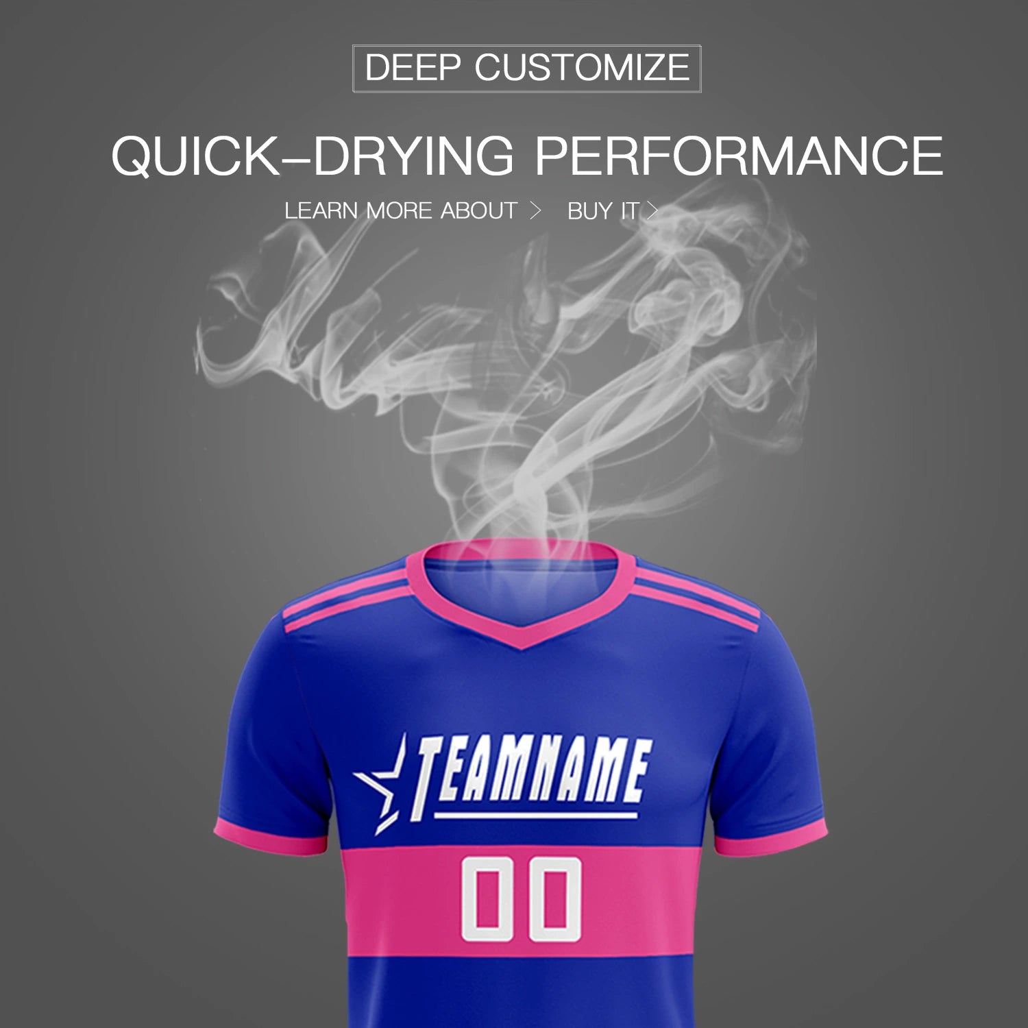 Custom Royal Blue-Pink Breathable Soccer Sets Jersey