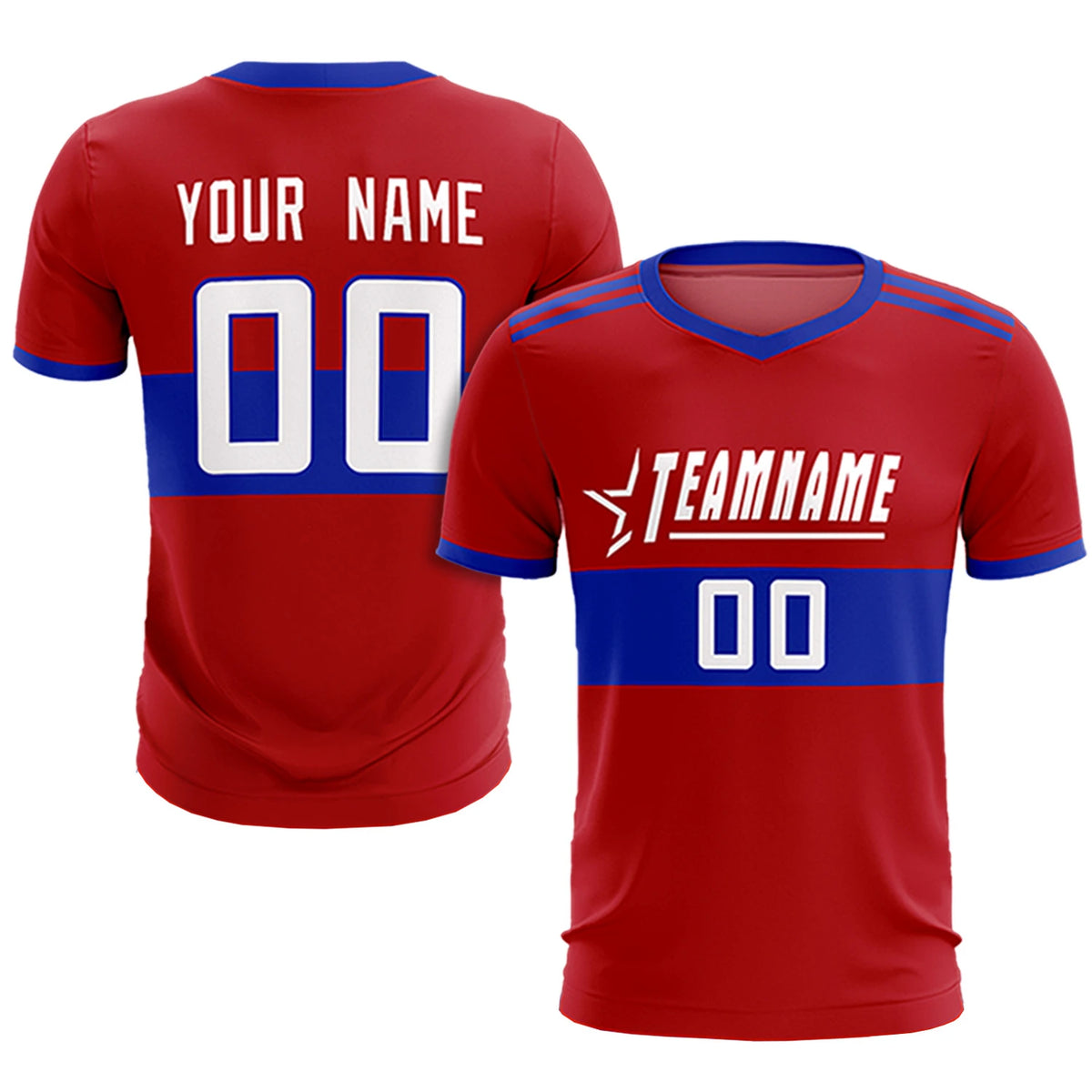 Custom Red-Royal Blue Breathable Soccer Sets Jersey