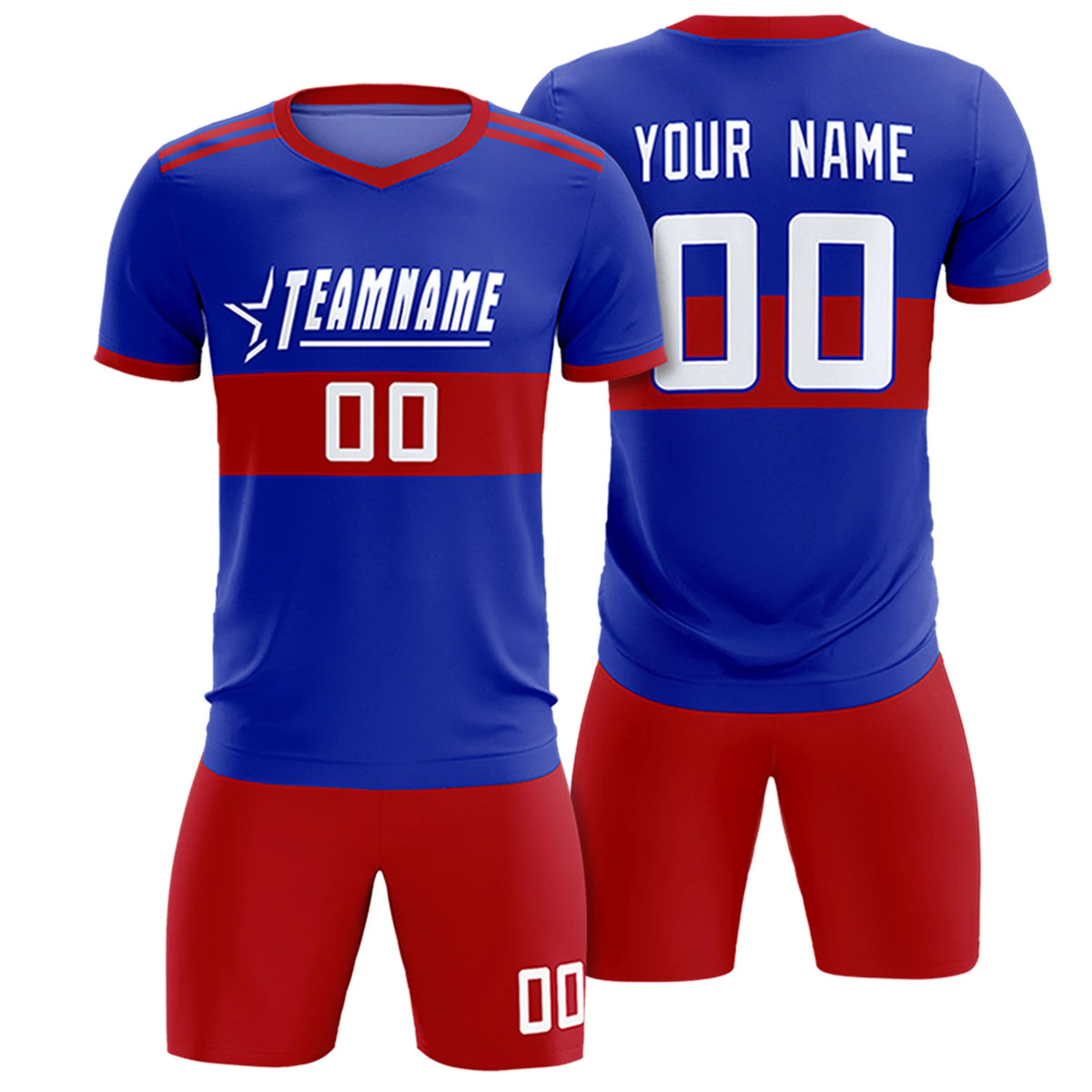 Custom Royal Blue-Red Breathable Soccer Sets Jersey