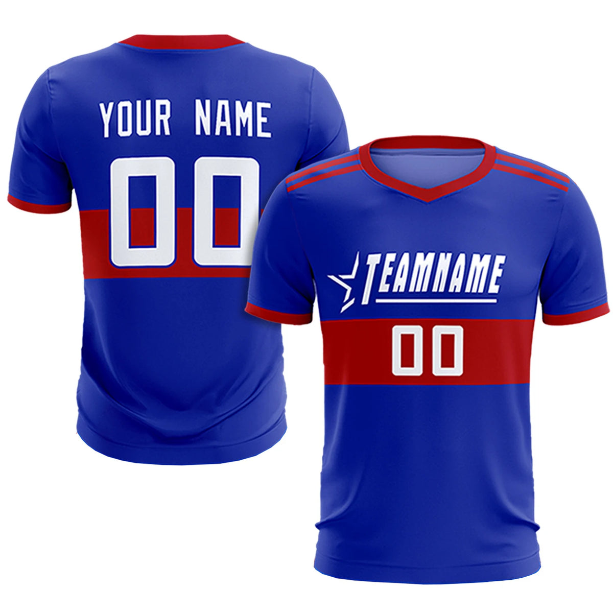 Custom Royal Blue-Red Breathable Soccer Sets Jersey