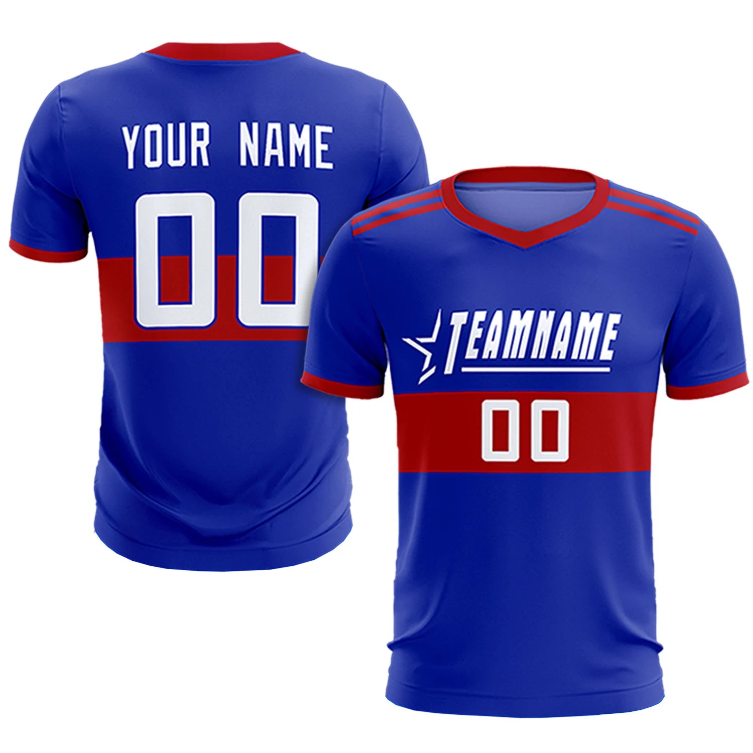 Custom Royal Blue-Red Breathable Soccer Sets Jersey